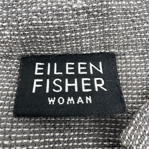 Vintage Eileen Fisher Woman Linen Gray Tab Collar Button Up Blouse 2X **READ** - Picture 6 of 7